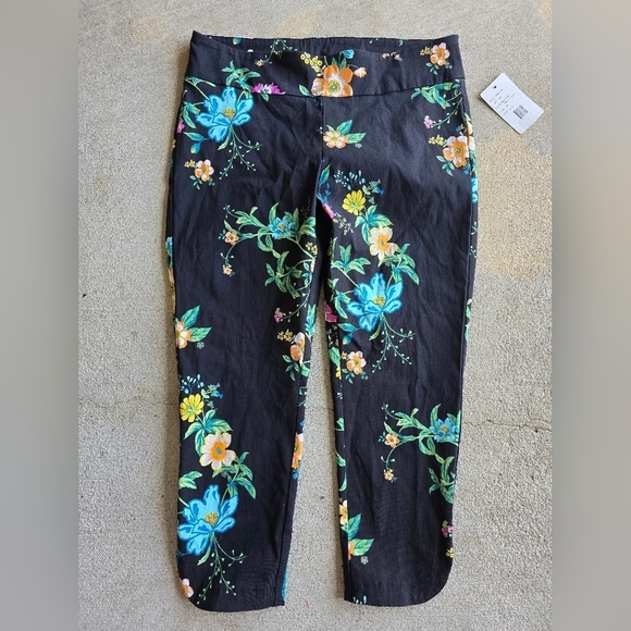 Zac & Rachel Ankle Pants Women Floral Stretch Casual Size 14P Artsy Boho… - Picture 2 of 13